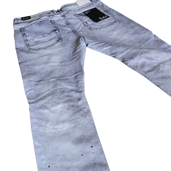 Men’s Slim Taper Fit Biker Style Distressed Denim Jeans - Picture 8 of 11